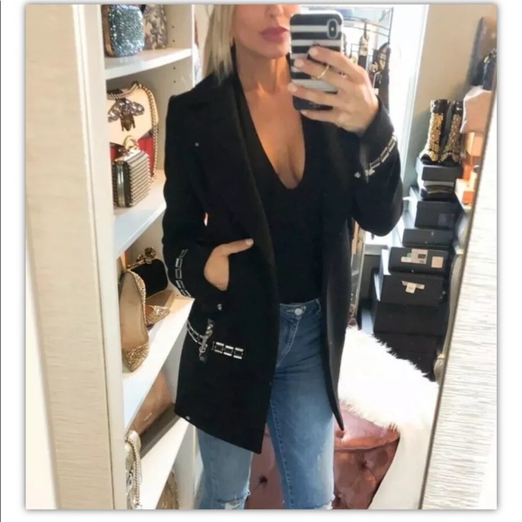 Anthony Vaccarello Black Long Embellished Blazer 4 - Picture 4 of 11